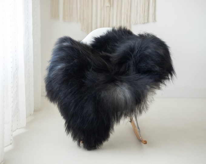 Real Icelandic Sheepskin Rug Scandinavian Decor Sofa Sheepskin throw Chair Cover Natural Sheep Skin Rugs Gray Black #Iceland1121