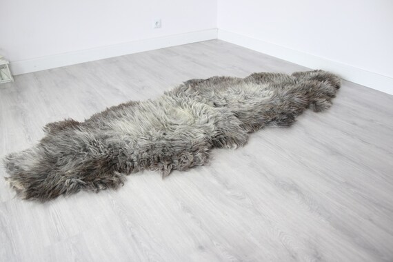 Double XXL Sheepskin Rug | Long rug | Shaggy Rug | Chair Cover | Runner Rug | Carpet | Gray Sheepskin | Sheepskin Rug | BRSEW2
