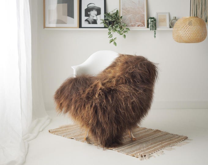 Real Icelandic Sheepskin Rug Scandinavian Decor Sofa Sheepskin throw Chair Cover Natural Sheep Skin Rugs Ivory Brown #IS236