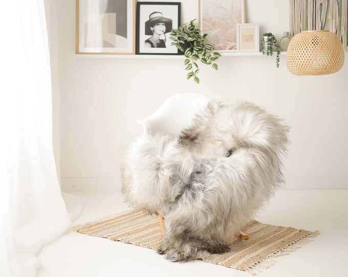 Real Icelandic Sheepskin Rug Scandinavian Decor Sofa Sheepskin throw Chair Cover Natural Sheep Skin Rugs Gray Brown #Iceland1602