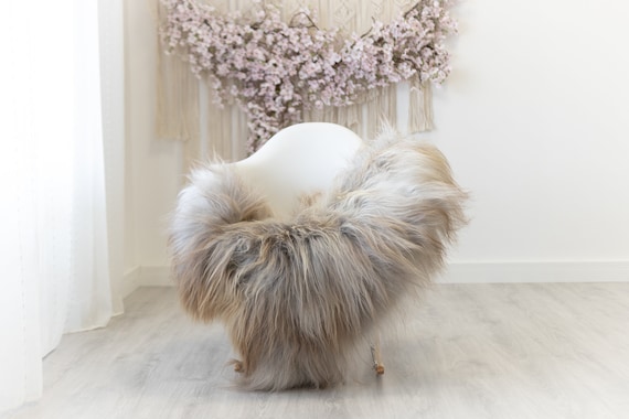 Real Icelandic Sheepskin Rug Scandinavian Home Decor Sofa Sheepskin throw Chair Cover Natural Sheep Skin Rugs Gray Brown #Iceland307
