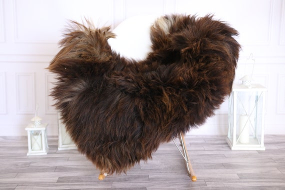 Sheepskin Rug | Real Sheepskin Rug | Shaggy Rug | Scandinavian Rug | | SCANDINAVIAN DECOR | Brown Sheepskin #MIHER27