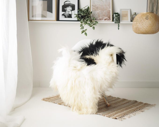 Real Icelandic Sheepskin Rug Scandinavian Home Decor Sofa Sheepskin throw Chair Cover Natural Sheep Skin Rugs Ivory Black #IS151