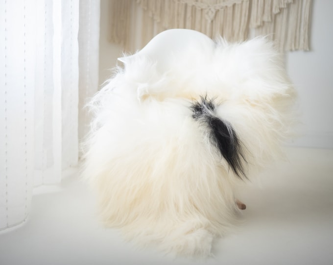 Real Icelandic Sheepskin Rug Scandinavian Decor Sofa Sheepskin throw Chair Cover Natural Sheep Skin Rugs Ivory Black #Iceland869