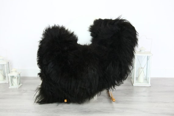Icelandic Sheepskin | Real Sheepskin Rug | | Large Sheepskin Rug Black | Fur Rug | Homedecor | Sheepskin Throw | Long fur #colisl1