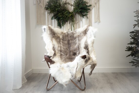 Reindeer Hide | Reindeer Rug | Reindeer Skin | Throw XXL EXTRA LARGE - Scandinavian Style Christmas Decor Brown White Hide #Reindeer98