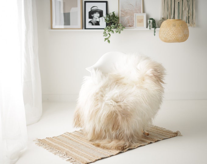 Real Icelandic Sheepskin Rug Scandinavian Decor Sofa Sheepskin throw Chair Cover Natural Sheep Skin Rugs Ivory Beige #Iceland1519