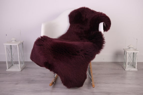 Real Sheepskin Rug Shaggy Rug Chair Cover Sheepskin Throw Sheep Skin Purple Sheepskin Home Decor Rugs #HERDZ27