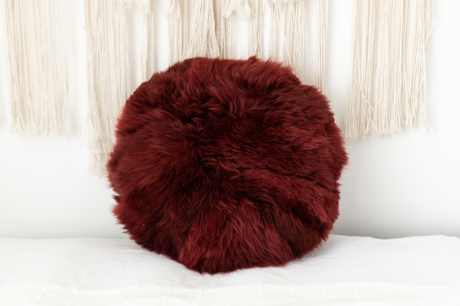 Vine Pillow Sheepskin Fur Pillow Real Fur Pillow Round Fur Etsy
