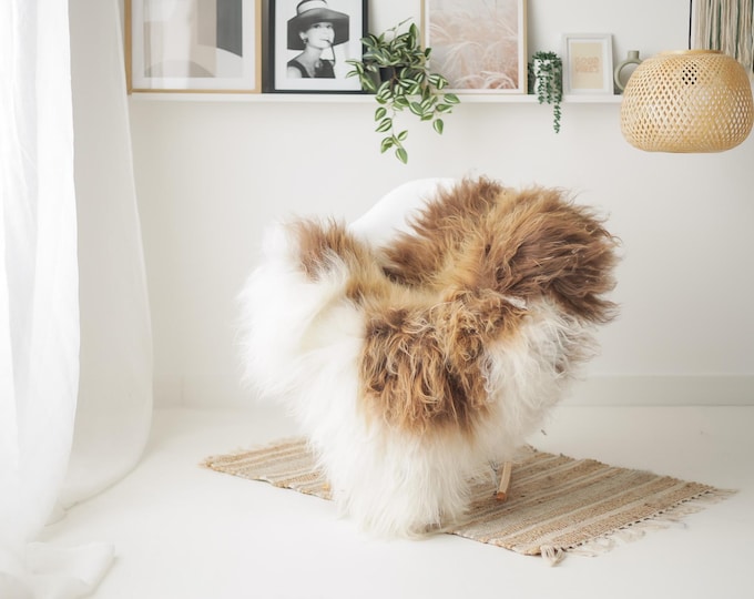 Real Icelandic Sheepskin Rug Scandinavian Home Decor Sofa Sheepskin throw Chair Cover Natural Sheep Skin Rugs Brown White #IS188