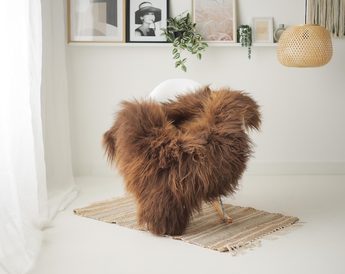 Real Icelandic Sheepskin Rug Scandinavian Home Decor Sofa Sheepskin throw Chair Cover Natural Sheep Skin Rugs Brown #IS206