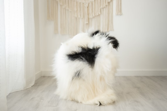 Real Icelandic Sheepskin Rug Scandinavian Home Decor Sofa Sheepskin throw Chair Cover Natural Sheep Skin Rugs Black White fur #Iceland510