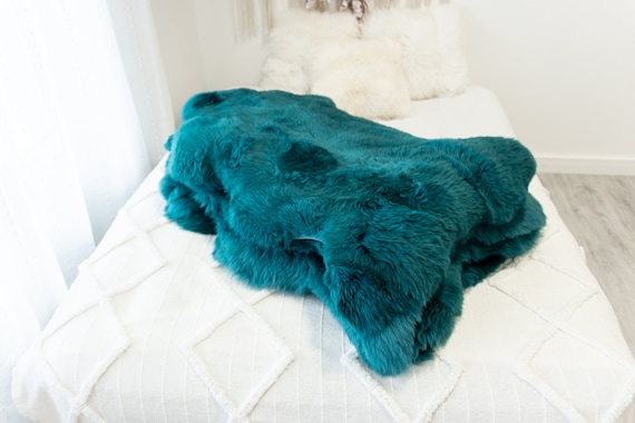 Genuine Natural Teal Green Sheepskin Rug Sheepskin Throw Scandinavian Style | Scandinavian Rug | - WHOLESALE PACK 10 PIECES