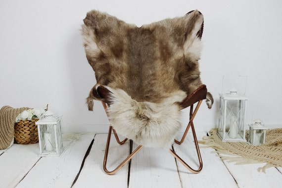 Reindeer Hide | Reindeer Rug | Reindeer Skin | Throw XXL EXTRA LARGE - Scandinavian Style Christmas Decor Brown White Hide #Kre15