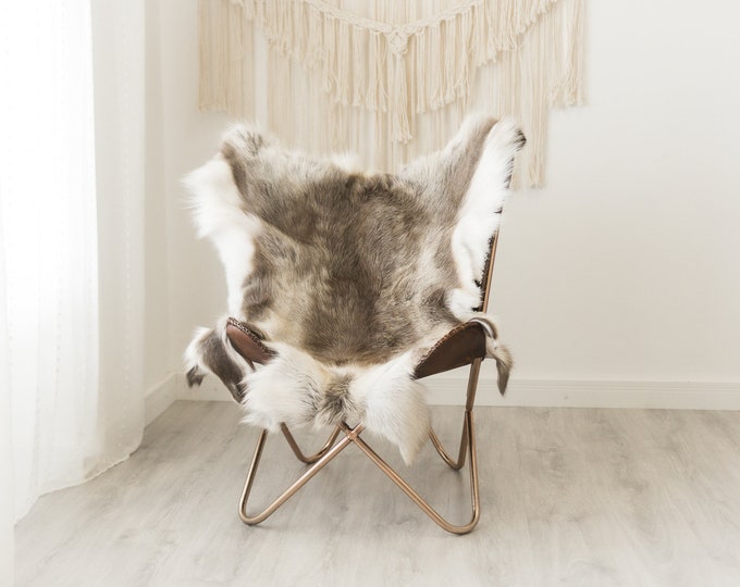 Reindeer Hide | Reindeer Rug | Reindeer Skin | Throw XXL EXTRA LARGE - Scandinavian Style Christmas Decor Brown White Hide #Reb9