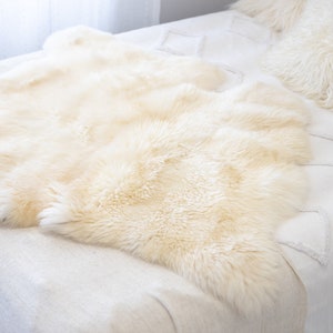 Double Merino Creamy White Sheepskin Rug | Long rug | Shaggy Rug | Chair Cover | Area Rug | Double Rug | Merino Sheep skin #7POL9