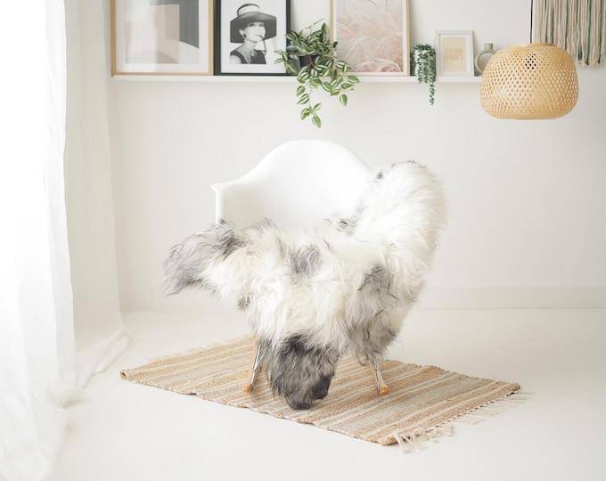 Real Icelandic Sheepskin Rug Scandinavian Home Decor Sofa Sheepskin throw Chair Cover Natural Sheep Skin Rugs Gray Ivory #IS204