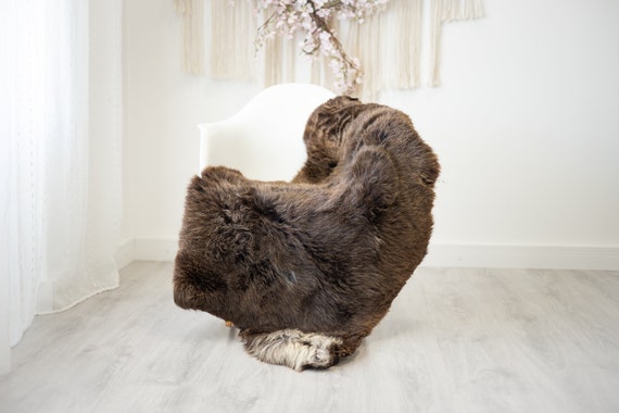 Real Sheepskin Rug Shaggy Rug Chair Cover Scandinavian Home Sheepskin Throw Sheep Skin Ivory Brown Sheepskin Home Decor Rugs #herdwik260