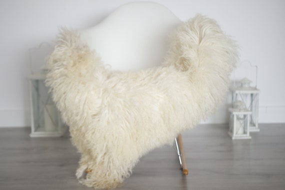Genuine Rare Tuscan Lamb Sheepskin Rug - Curly Fur Rug - Natural Sheepskin - Ivory Brown Sheepskin | Small Sheepskin #5margot11
