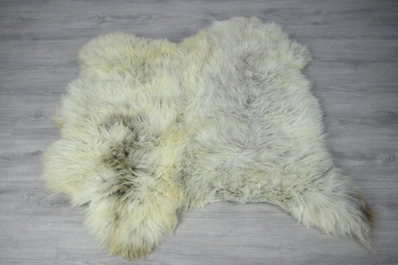 Double Sheepskin Rug | Long rug | Shaggy Rug | Chair Cover | Runner Rug | Carpet | Beige Gray Sheepskin | Sheepskin Rug | LUSZY12