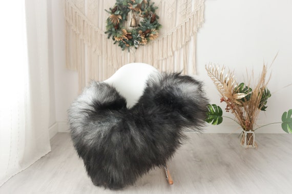 Real Icelandic Sheepskin Rug Scandinavian Decor Sofa Sheepskin throw Chair Cover Natural Sheep Skin Rugs Black Gray #Iceland30
