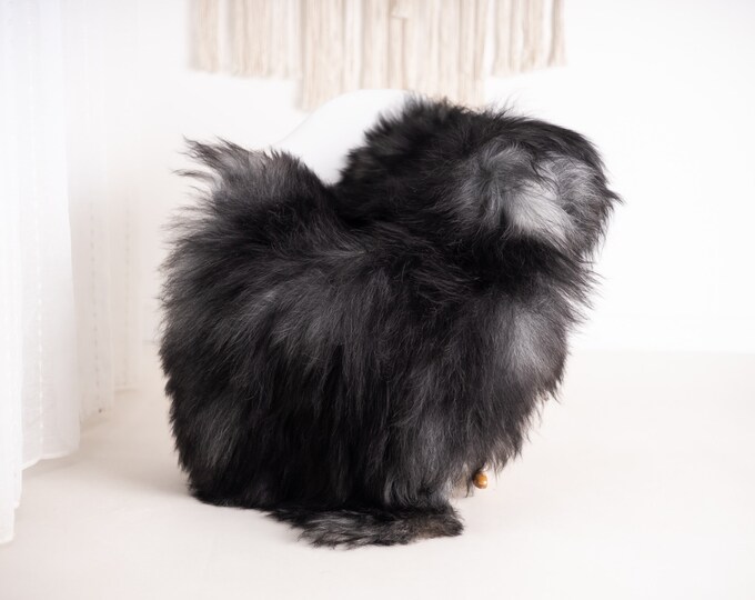 Real Icelandic Sheepskin Rug Scandinavian Home Decor Sofa Sheepskin throw Chair Cover Natural Sheep Skin Rugs Black Gray #Iceland1232