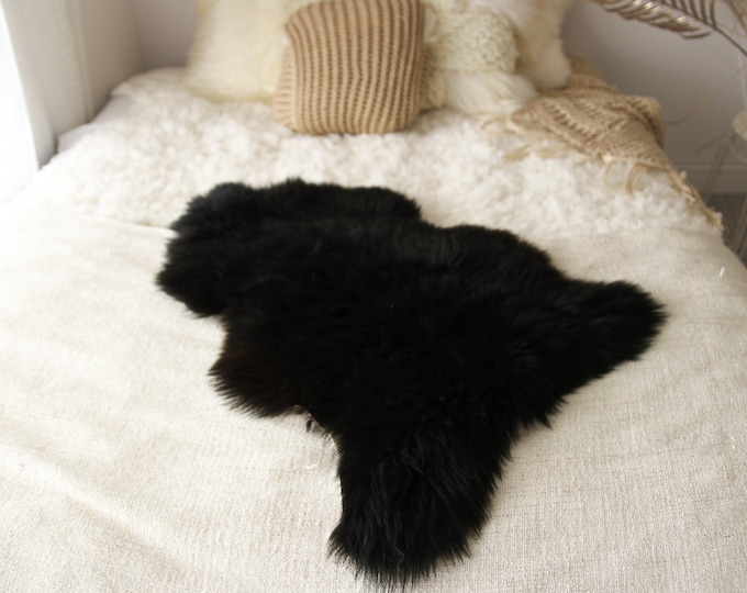 Real, Natural, Genuine black Sheepskin Rug Scandinavian