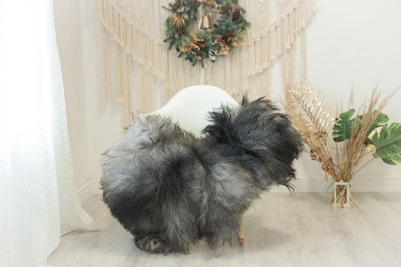 Real Icelandic Sheepskin Rug Scandinavian Decor Sofa Sheepskin throw Chair Cover Natural Sheep Skin Rugs Gray #Iceland114