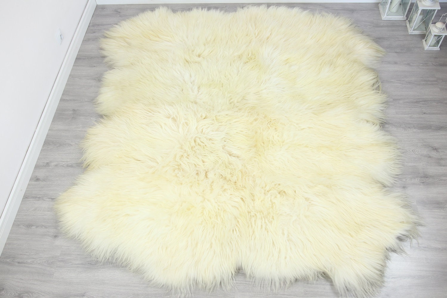 Genuine Natural icelandic creamy white Sheepskin Rug, Giant sheepskin