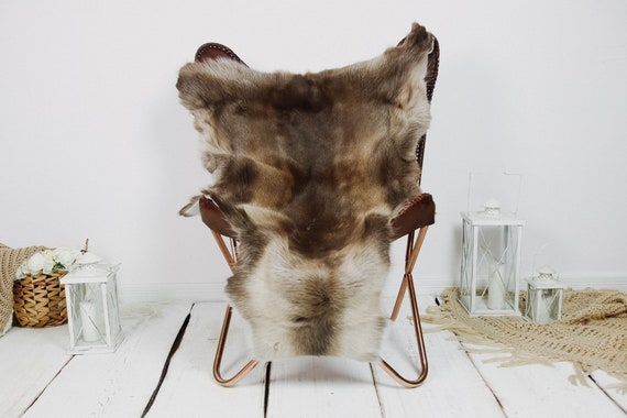 Reindeer Hide | Reindeer Rug | Reindeer Skin | Throw XXL EXTRA LARGE - Scandinavian Style Christmas Decor Brown White Hide #Kre30