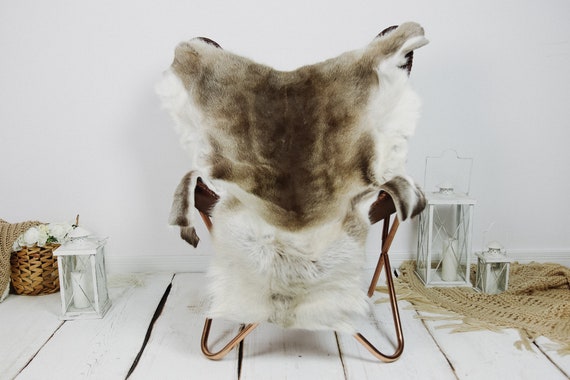 Reindeer Hide | Reindeer Rug | Reindeer Skin | Throw XXL EXTRA LARGE - Scandinavian Style Christmas Decor Brown White Hide #Kre29