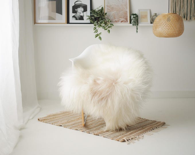 Real Icelandic Sheepskin Rug Scandinavian Home Decor Sofa Sheepskin throw Chair Cover Natural Sheep Skin Rugs Beige Ivory #IS208