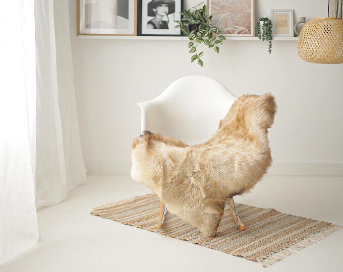 Real Sheepskin Rug Shaggy Rug Chair Cover Scandinavian Home Sheepskin Throw Sheep Skin Ivory Brown Sheepskin Home Decor Rugs #Mher149