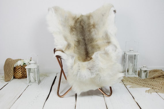 Reindeer Hide | Reindeer Rug | Reindeer Skin | Throw XXL EXTRA LARGE - Scandinavian Style Christmas Decor Brown White Hide #Kre4