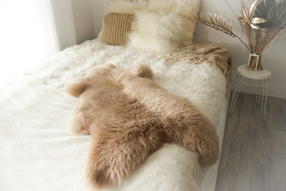 Real Sheepskin Rug Shaggy Rug Chair Cover Sheepskin Throw Sheep Skin Champagne Sheepskin Home Decor Rugs #0Margot15