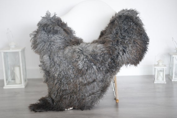Real Sheepskin Rug Genuine Rare Gotland Sheepskin Rus - Curly Fur Rug Scandinavian Sheepvskin - Gray Sheepskin #1got1