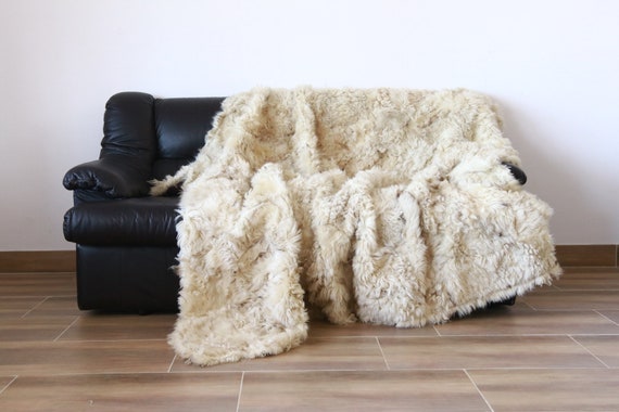 Luxurious Gotlnd Sheepskin Real Fur Throw | Real Fur Blanket | Sheepskin throw |