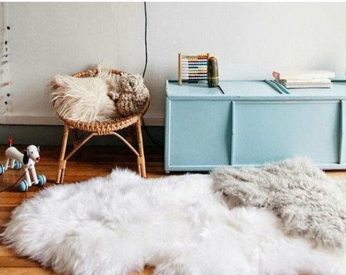 Real, Natural, Genuine Creamy White Sheepskin Rug scandinavian design perfect for a Baby room