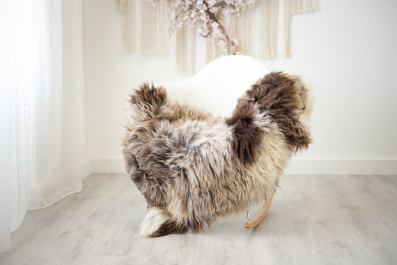 Real Sheepskin Rug Shaggy Rug Chair Cover Scandinavian Home Sheepskin Throw Sheep Skin Brown Ivory Sheepskin Home Decor Rugs #herdwik274