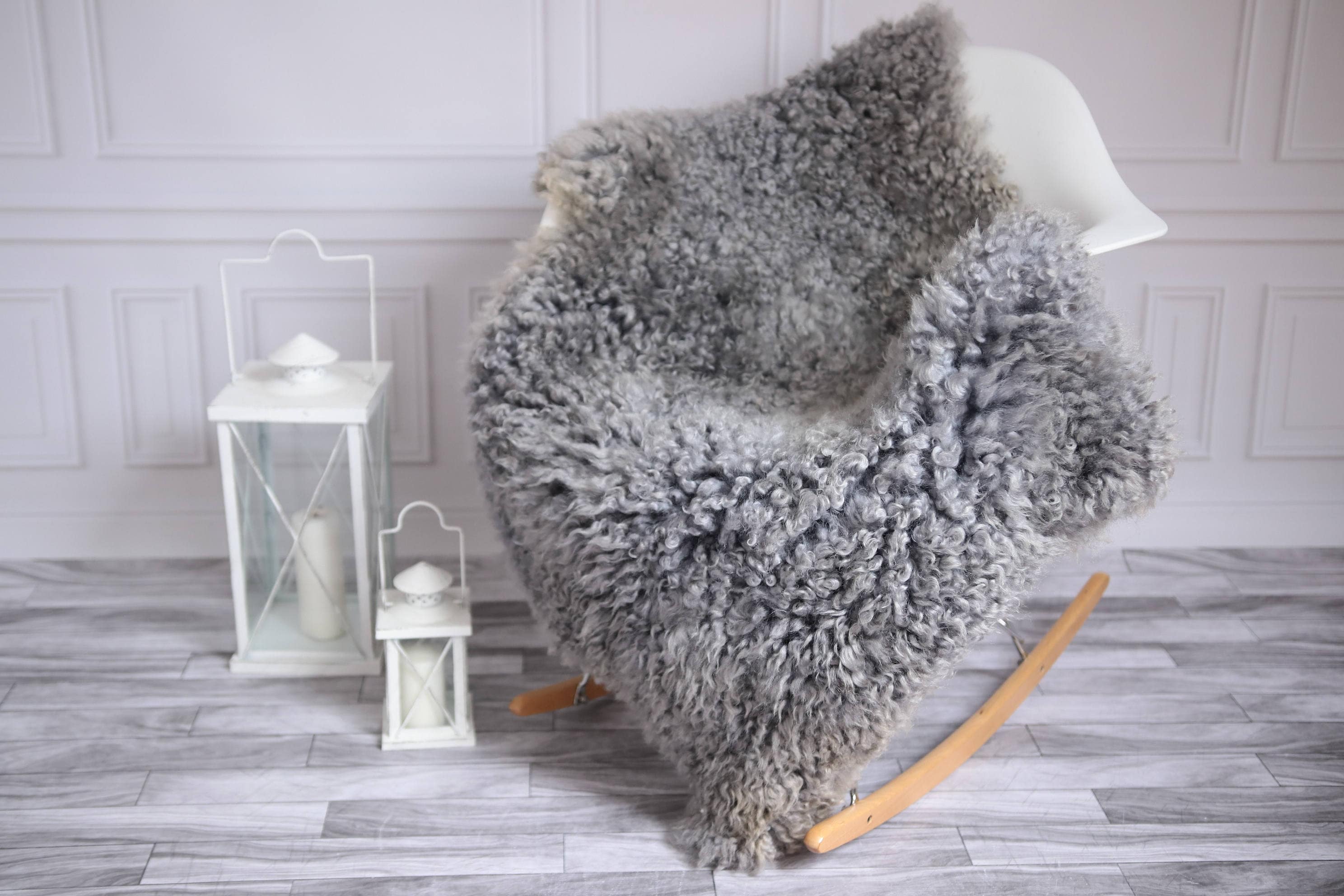 Genuine Rare Gotland Sheepskin Rug Curly Fur Rug Natural Sheepskin