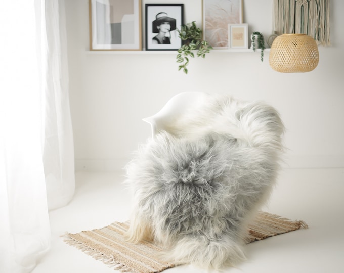 Real Icelandic Sheepskin Rug Scandinavian Decor Sofa Sheepskin throw Chair Cover Natural Sheep Skin Rugs Gray #Iceland1523