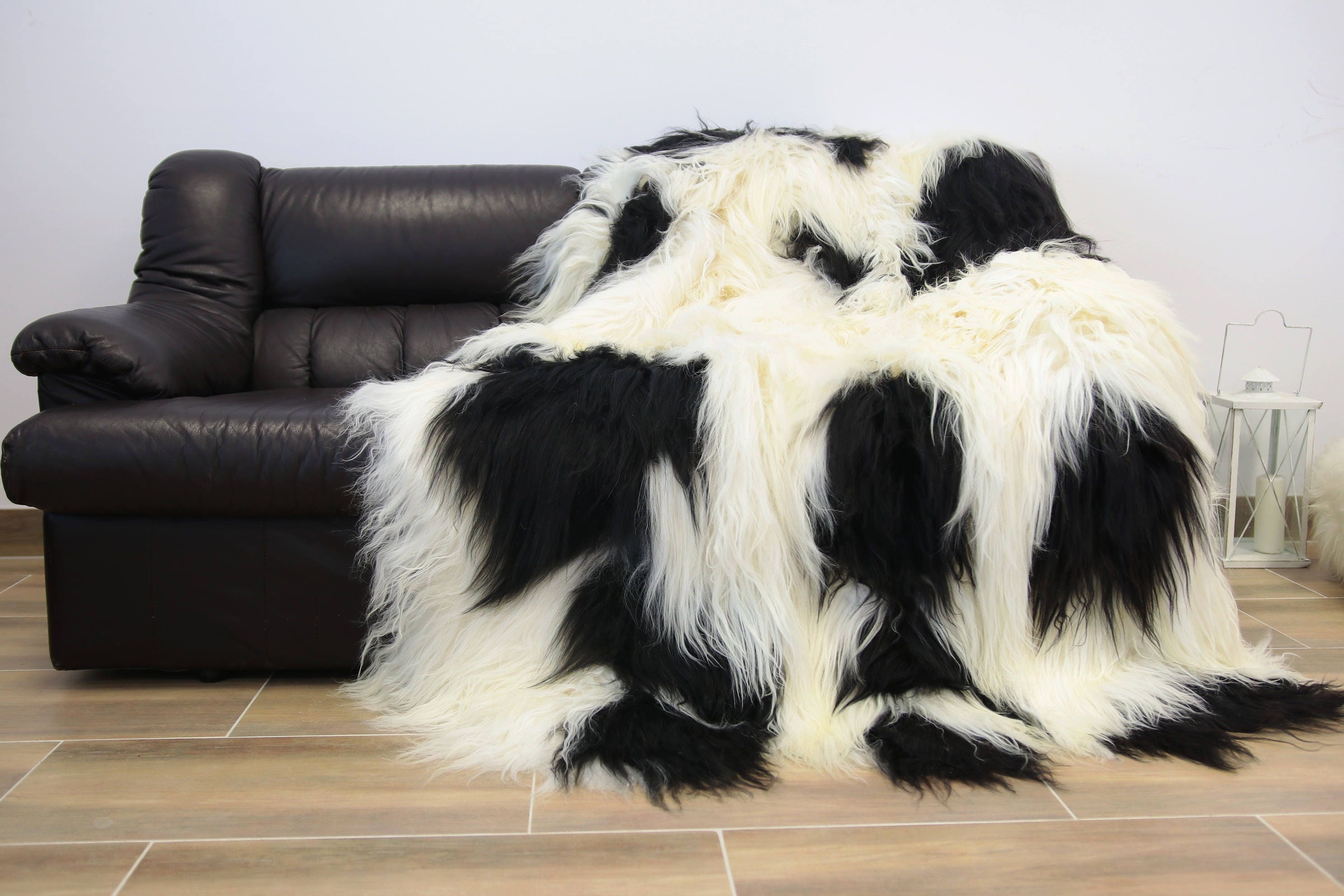 Real Sheepskin Icelandic Blanket Throw, Fur Sofa Throw, Scandinavian