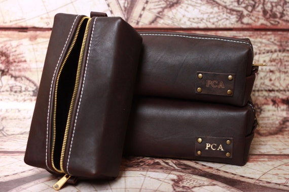 HANDMADE Men's Leather Toiletry Case Dopp Kit Shaving Bag OOAK Groomsmen Present Groomsman Gift Wedding Groom FREE Shipping worldwide