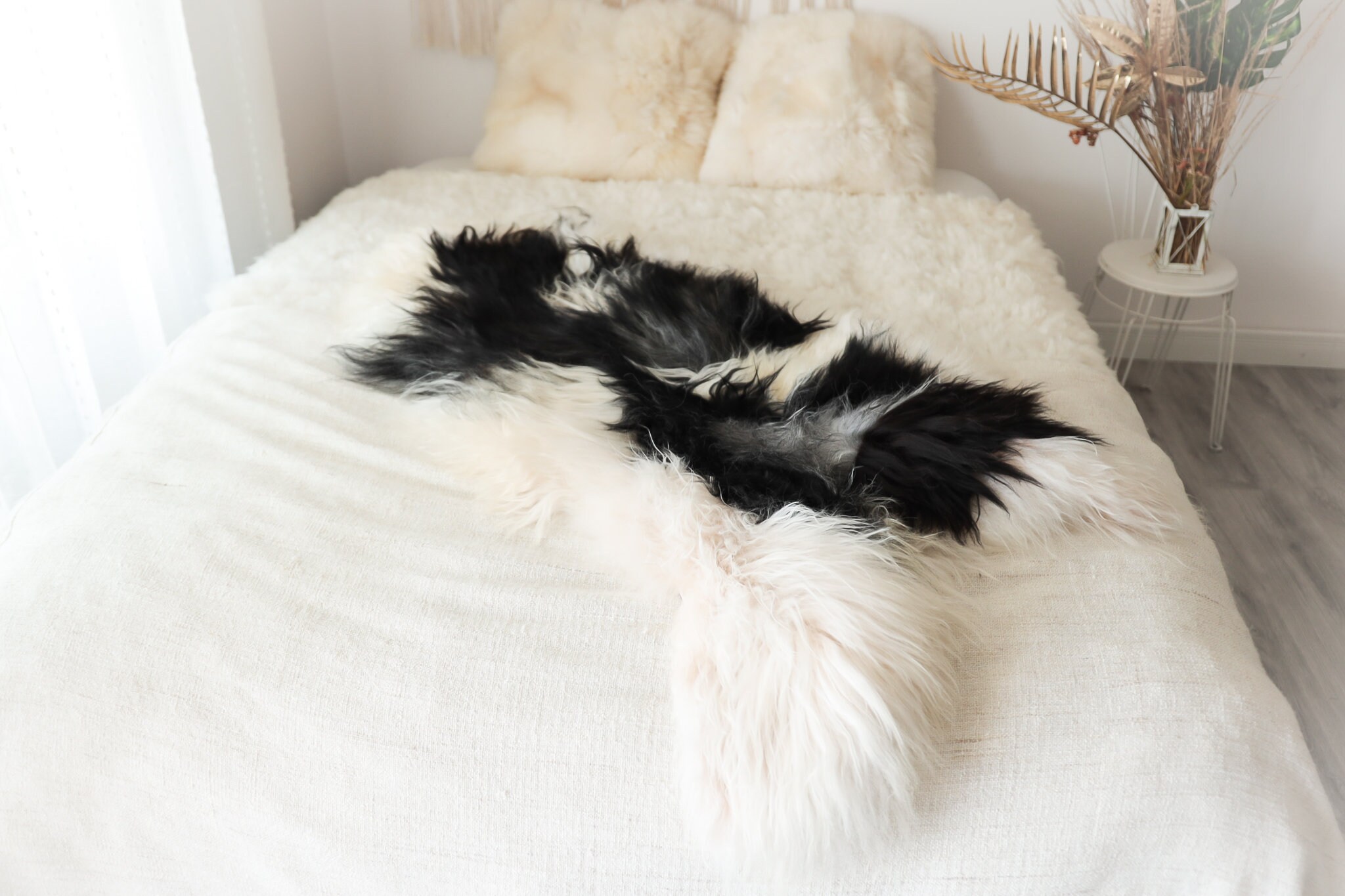 Patchwork Real Icelandic Sheepskin Rug Scandinavian Decor Sofa