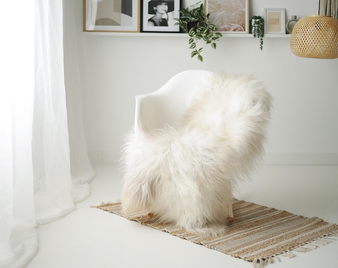 Real Icelandic Sheepskin Rug Scandinavian Decor Sofa Sheepskin throw Chair Cover Natural Sheep Skin Rugs Beige #IS80