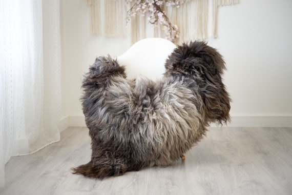 Real Sheepskin Rug Shaggy Rug Chair Cover Scandinavian Home Sheepskin Throw Sheep Skin Gray Brown Sheepskin Home Decor Rugs #herdwik264
