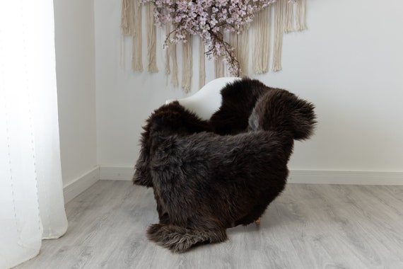 Real Sheepskin Rug Shaggy Rug Chair Cover Scandinavian Home Sheepskin Throw Sheep Skin Gray Brown Sheepskin Home Decor Rugs #herdwik208