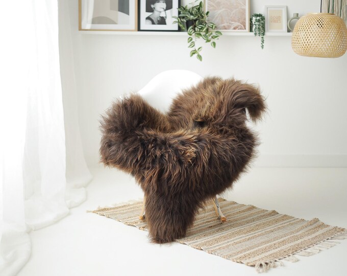Real Icelandic Sheepskin Rug Scandinavian Decor Sofa Sheepskin throw Chair Cover Natural Sheep Skin Rugs Brown #IS73