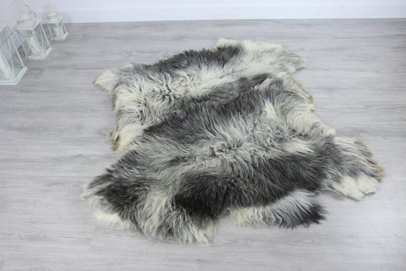 Double XXL Sheepskin Rug | Long rug | Shaggy Rug | Chair Cover | Runner Rug | Carpet | Gray Sheepskin | Sheepskin Rug | Grayszy6