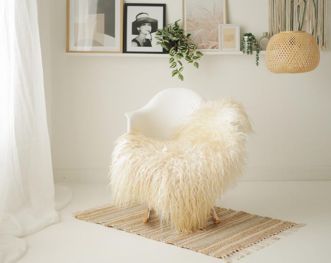 Real Icelandic Sheepskin Rug Scandinavian Decor Sofa Sheepskin throw Chair Cover Natural Sheep Skin Rugs Ivory #Iceland1658